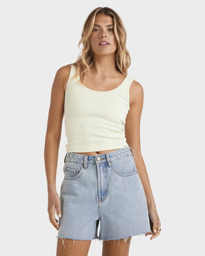 Image of a model wearing Tops. Productname: Billabong - Womens Everyday Tank Top - Butter - in Butter colour by brand - Billabong
