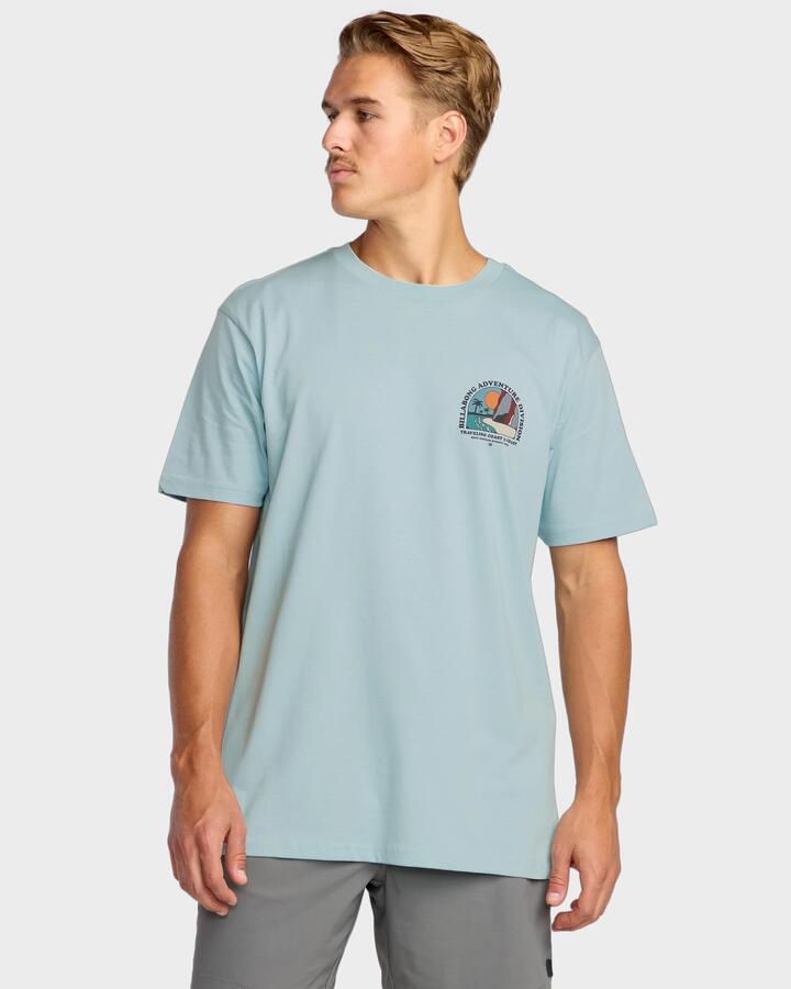 Image of T-Shirts. Product name - Billabong Mens Sundown Adiv T-Shirt Dusty Blue in Dusty Blue colour by brand - Billabong