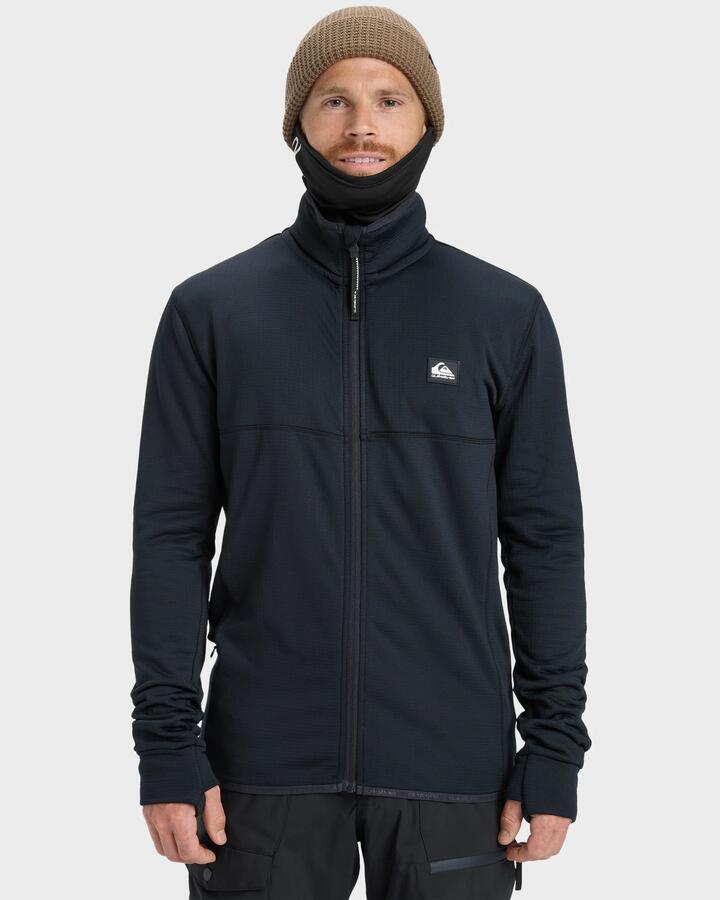 Image of a model wearing Outerwear. Product name - Quiksilver Mens Steep Point Fleece Jaket True Black in True Black colour by brand - Quiksilver