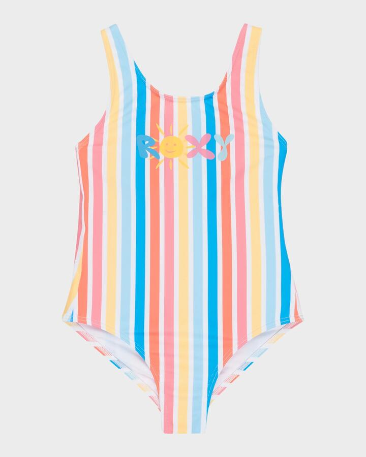 Image of Swimwear. Product name - Roxy Girls 2-7 Holy Stripe One Piece Swimsuit Bright White Holy Stripe in Bright White Holy Stripe colour by brand - Roxy