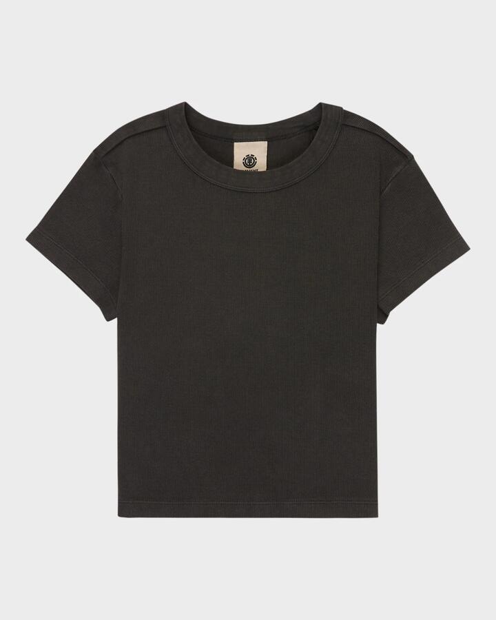 Image of T-Shirts. Product name - Element Womens Icon Crop T-Shirt Off Black in Off Black colour by brand - Element