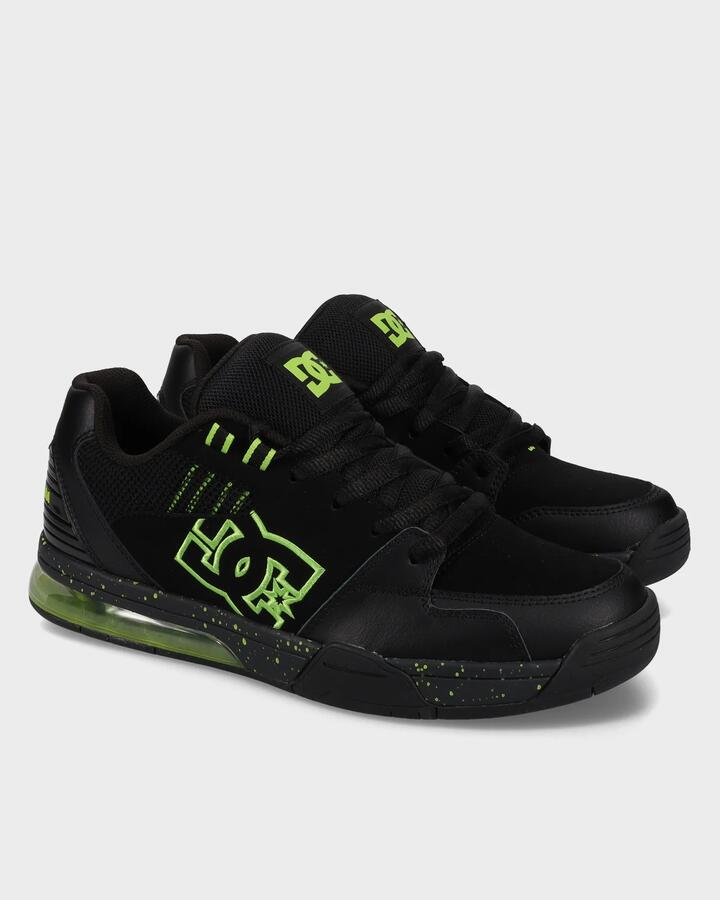 Image of Shoes. Product name - DC Shoes Mens Versatile Leather Skate Shoes Black/Lime in Black/Lime colour by brand - DC Shoes