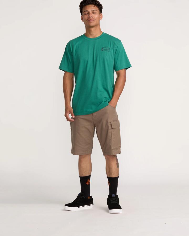 Image of a model wearing Shorts. Product name - Volcom Mens Caliper Ii Carpenter Shorts Brindle in Brindle colour by brand - Volcom