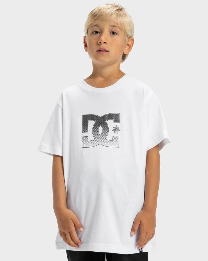 Image of a model wearing Tops. Productname: DC Shoes - Boys 8-16 Dc Star T-Shirt - White - in White colour by brand - DC Shoes