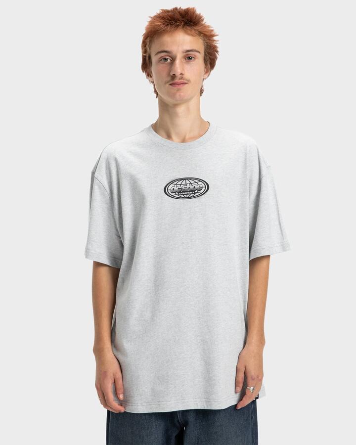 Image of a model wearing Tops. Productname: DC Shoes - Mens Trotter T-Shirt - Light Heather Grey - in Light Heather Grey colour by brand - DC Shoes