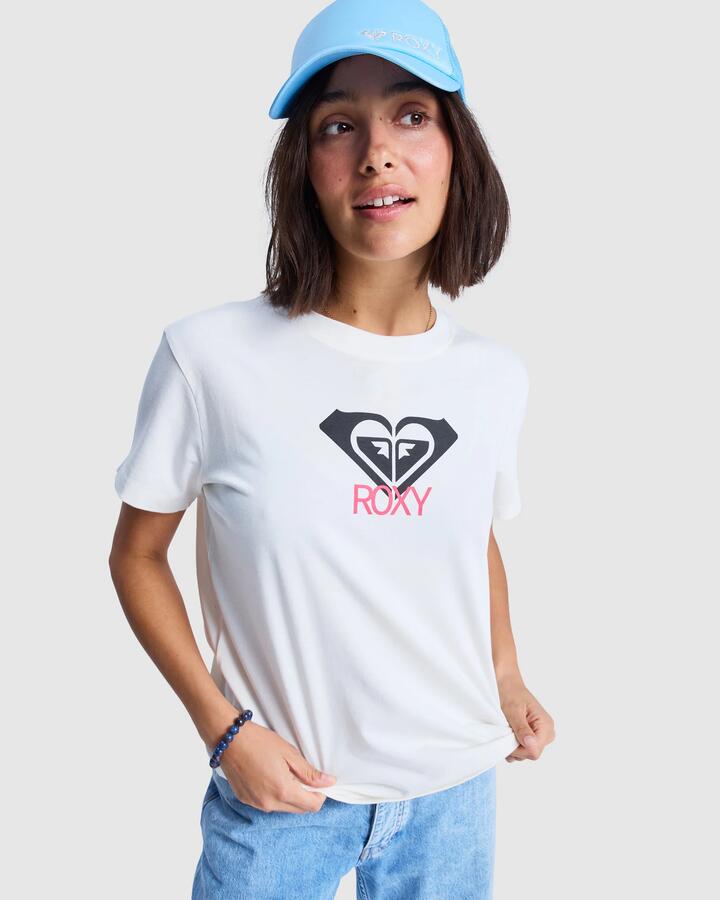 Image of T-Shirts. Product name - Roxy Womens Ocean Road Art T-Shirt Egret in Egret colour by brand - Roxy
