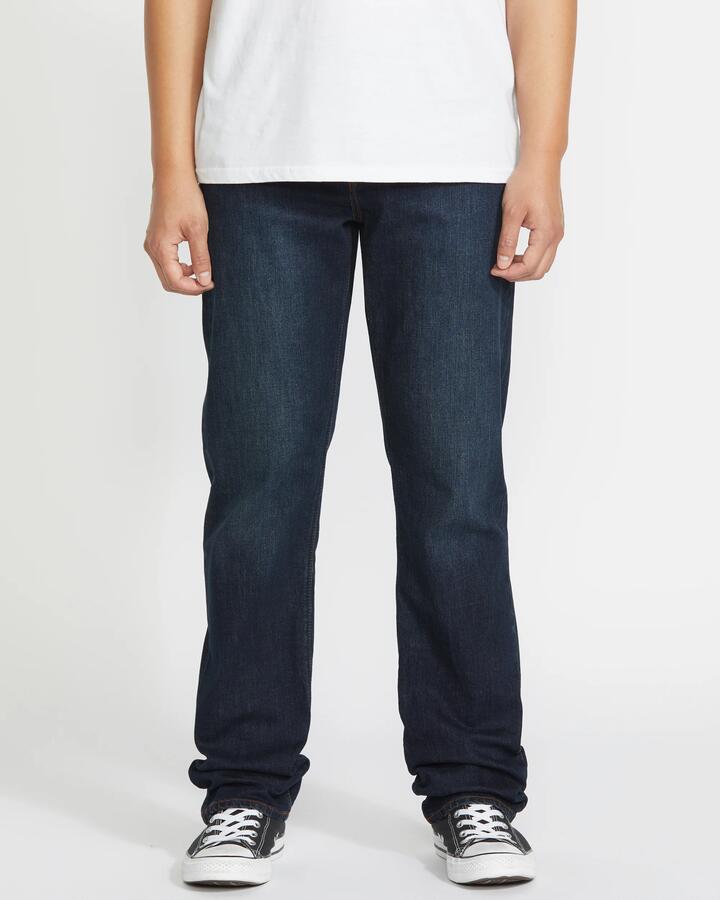 Image of Jeans. Product name - Volcom Mens Solver Denim Jeans New Vintage Blue in New Vintage Blue colour by brand - Volcom
