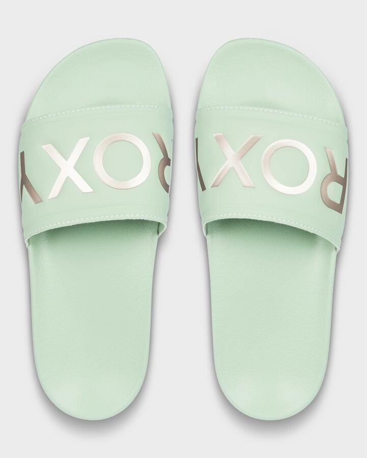 Image of Slippers. Productname: Roxy Womens Slippy Ii Slides Green - in Green colour by brand - Roxy