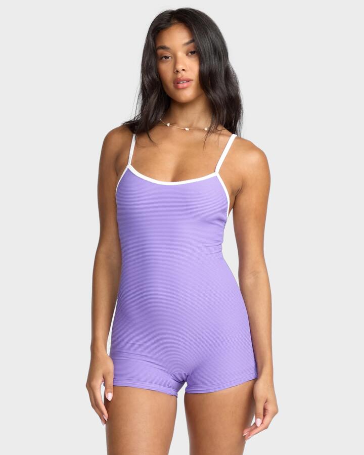 Image of Swimwear. Product name - Billabong Womens Tanlines Retro Tank Surfsuit One Piece Swimsuit Purple Punch in Purple Punch colour by brand - Billabong