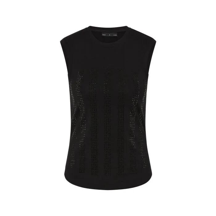 Image of a model wearing Tops. Productname: Be Mine Embellished Tank in Charcoal colour by brand - sass and bide