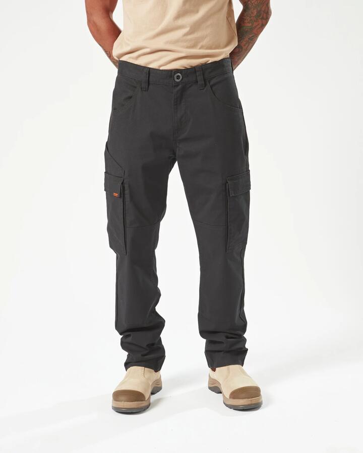 Image of a model wearing Pants. Product name - Volcom Mens Meter Lightweight Work Cargo Pants Black in Black colour by brand - Volcom