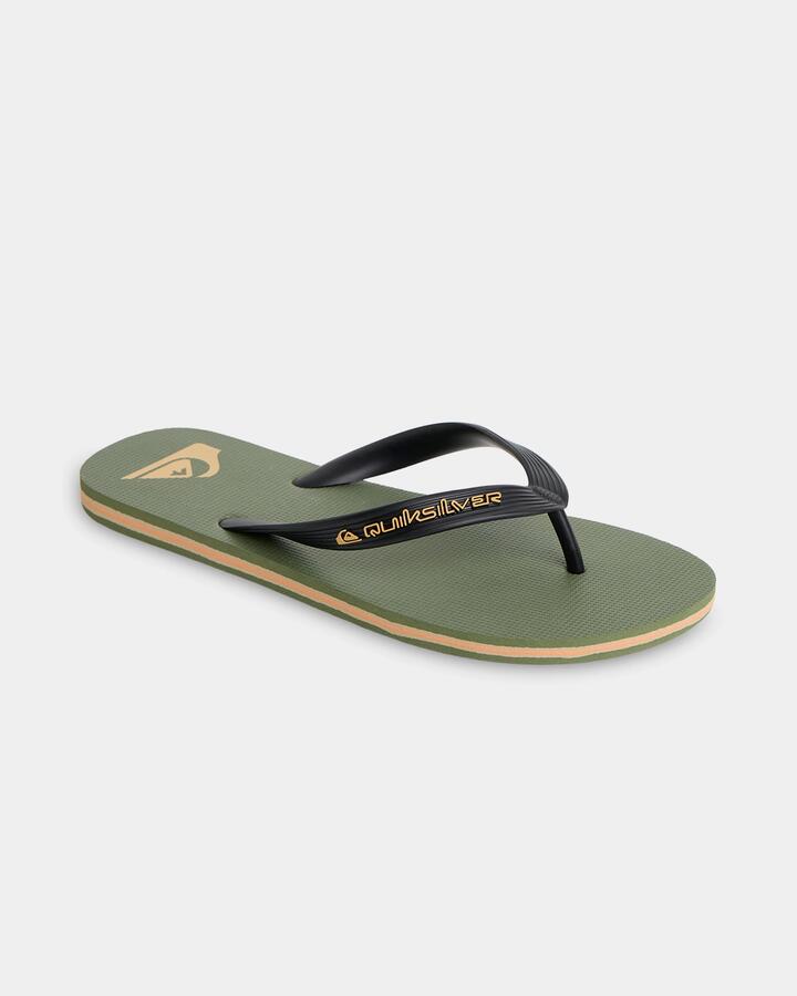 Image of Sandals. Product name - Quiksilver Mens Moncata Core Thongs Black/Light Green/Orange in Black/Light Green/Orange colour by brand - Quiksilver