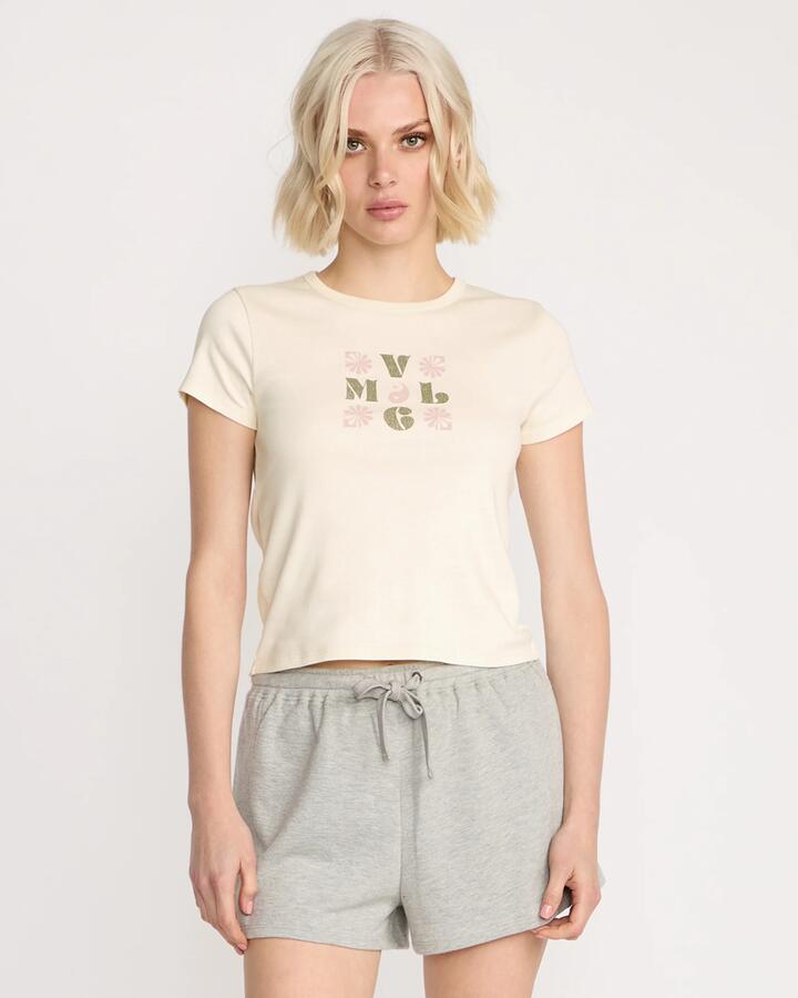 Image of T-Shirts. Product name - Volcom Womens Have A Clue T-Shirt Bone in Bone colour by brand - Volcom