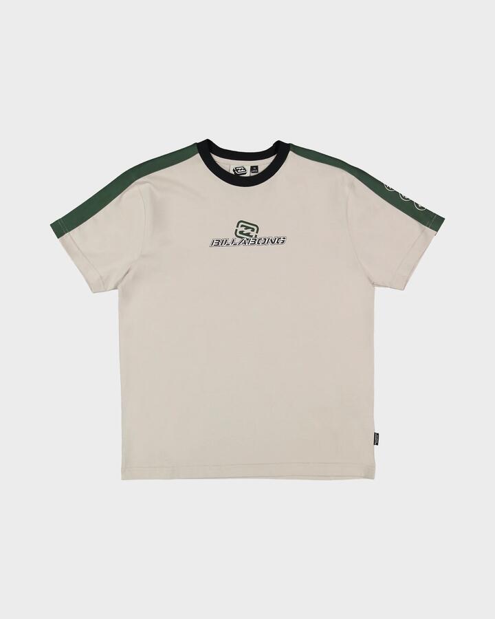 Image of a model wearing Tops. Productname: Billabong - Boys 0-7 Groms Spec 73 T-Shirt - Silver - in Silver colour by brand - Billabong