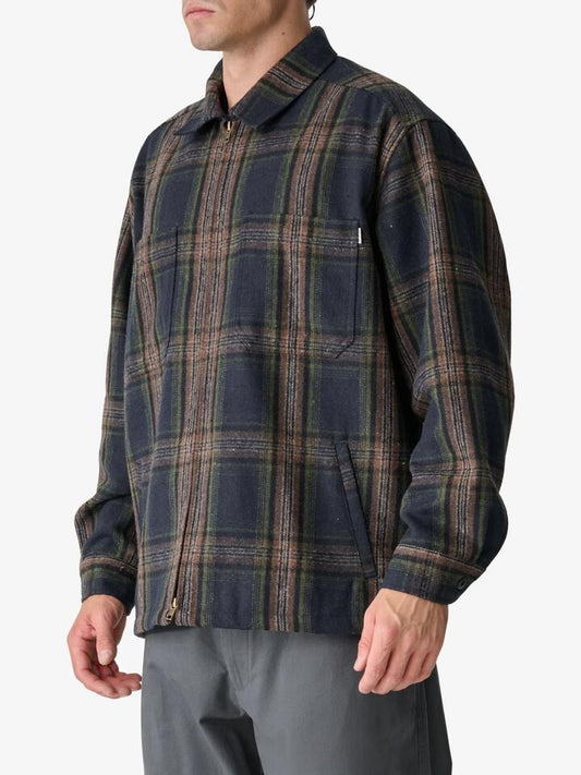 Image of a model wearing Tops. Productname: S-Double Long Sleeve Zip Thru Shirt in Navy colour by brand - S-Double