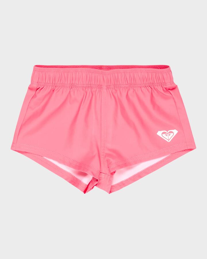 Image of Swimwear. Product name - Roxy Girls 2-7 Tw Solid Boardshorts Pink Cosmos in Pink Cosmos colour by brand - Roxy