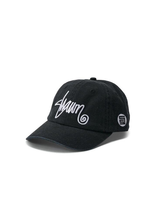 Image of Hats. Productname: S-Double Shawn Script Strapback Cap ONE SIZE Black in Black colour by brand - S-Double