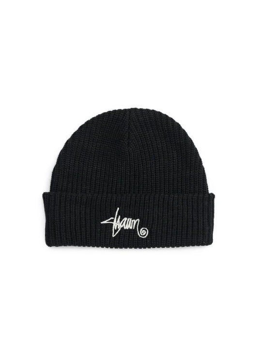 Image of Hats. Productname: S-Double Shawn Script Mid Beanie ONE SIZE Black in Black colour by brand - S-Double