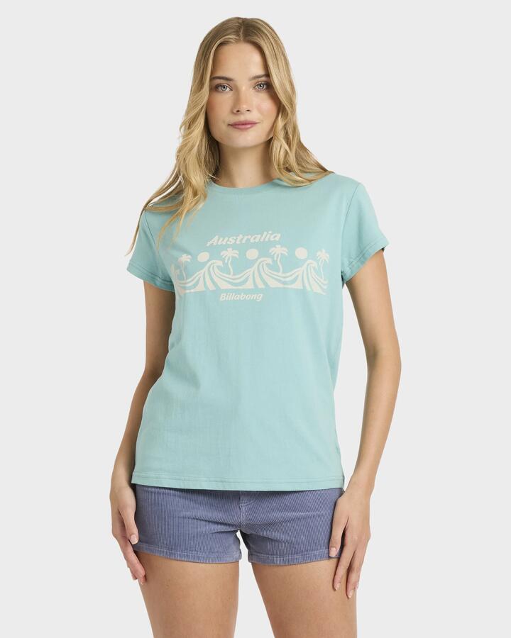 Image of T-Shirts. Product name - Billabong Womens Bright Sun T-Shirt Misty Blue in Misty Blue colour by brand - Billabong