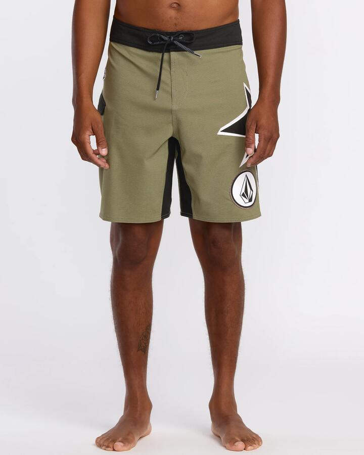 Image of Swimwear. Product name - Volcom Mens St4R G4Zer Mod 20" Boardshorts Wintermoss in Wintermoss colour by brand - Volcom