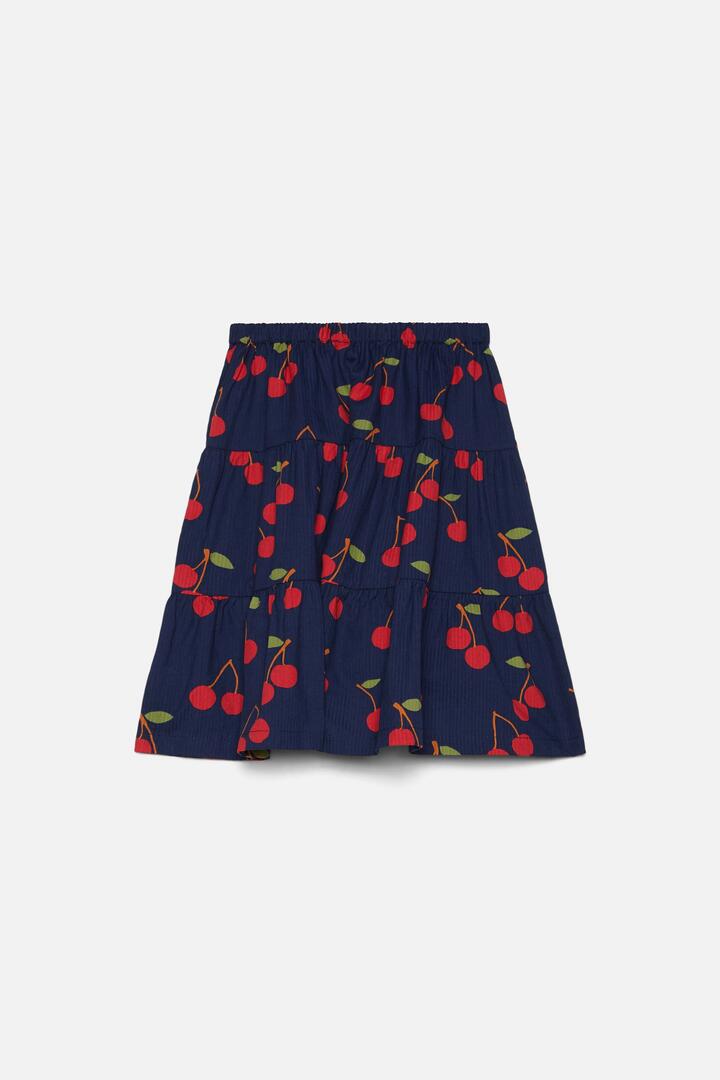 Image of a model wearing Skirts. Productname: Cherry Kids Skirt in Navy colour by brand - Princess Highway Kids