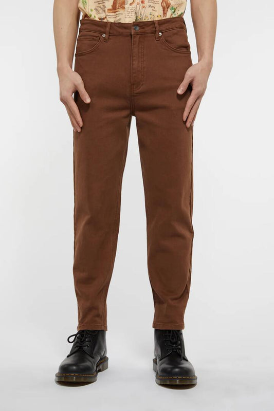 Image of a model wearing Denim. Productname: Hamlet Split 90S Jeans in Brown colour by brand - Dangerfield