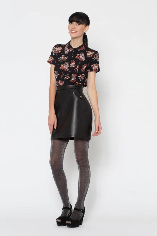 Image of a model wearing Skirts. Productname: Pirates Life Skirt in Black colour by brand - Dangerfield