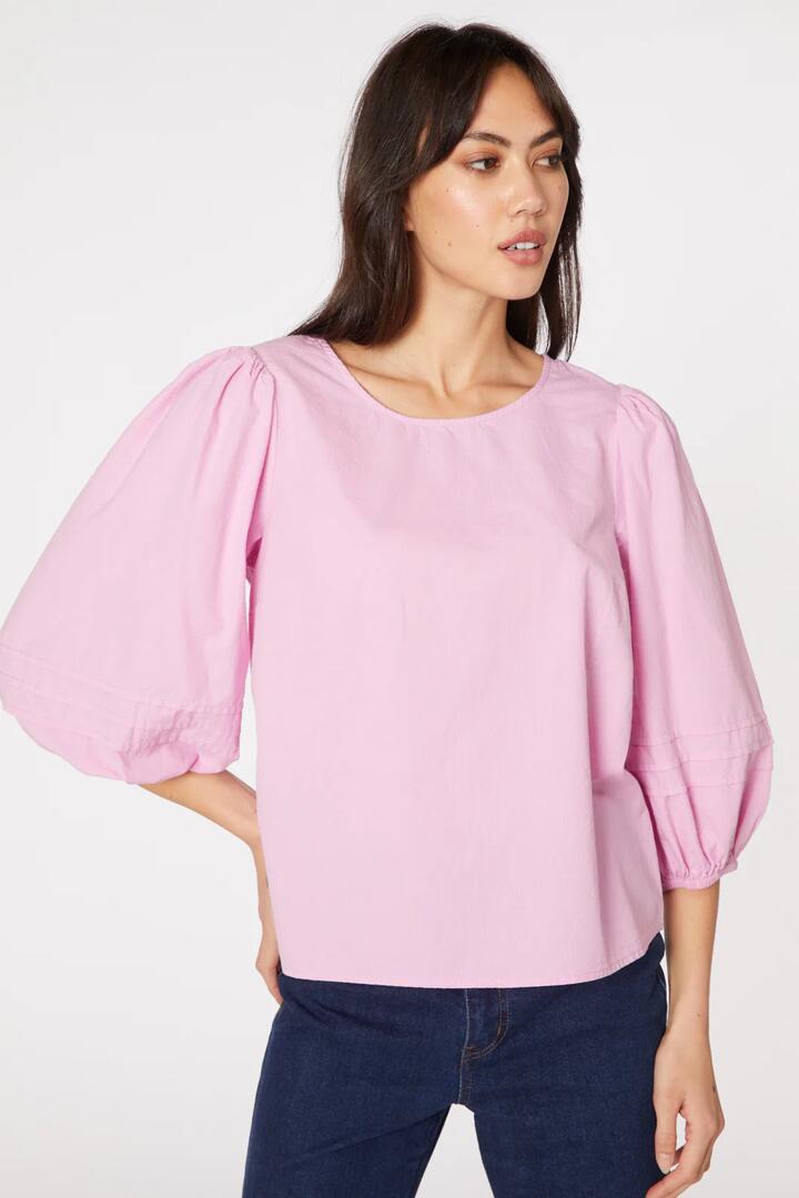 Image of a model wearing Tops. Productname: Charlotte Top in Pink colour by brand - Princess Highway