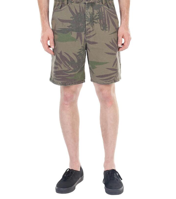 Image of a model wearing Shorts. Productname: Stitchless Camo Short in Khaki colour by brand - Dangerfield
