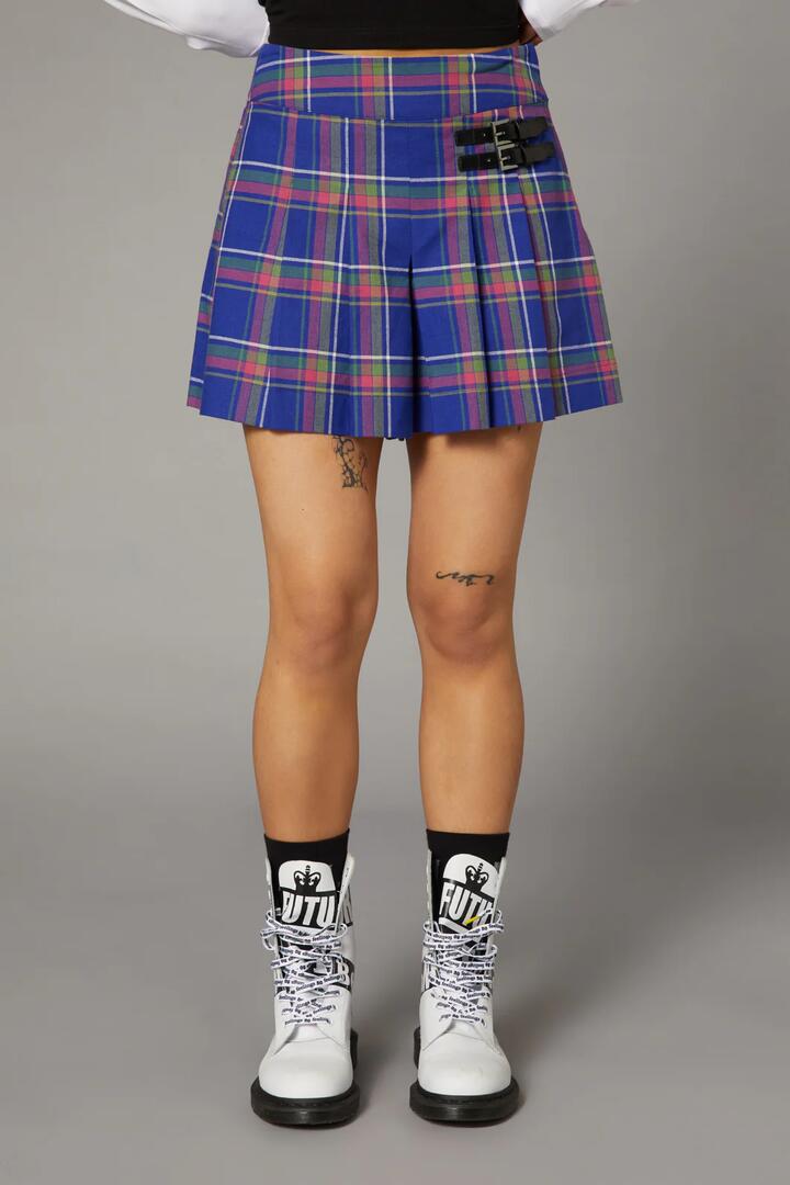 Image of a model wearing Skirts. Productname: Werewolftartan Goth Skort in Multi colour by brand - Black Friday