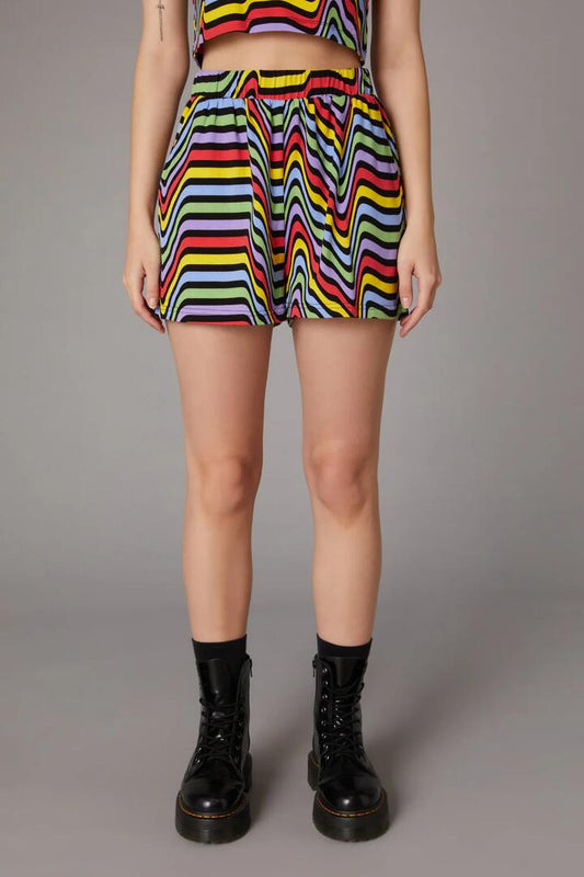 Image of a model wearing Shorts. Productname: Warped Print Short in Multi colour by brand - Black Friday