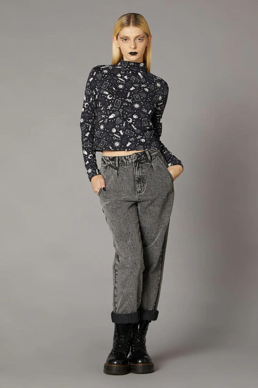 Image of a model wearing Tops. Productname: Seance Print Top in Black colour by brand - Black Friday