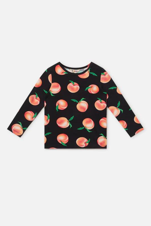 Image of a model wearing Tops. Productname: Peachy Kids LS Tee in Black colour by brand - Dangerkids