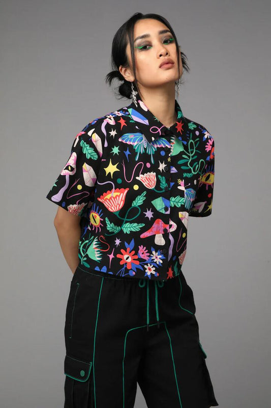 Image of a model wearing Tops. Productname: Plantistry Print Blouse in Multi colour by brand - Black Friday