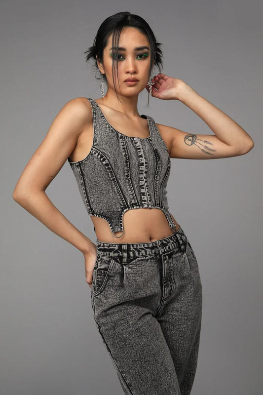 Image of Lingerie. Productname: Bitchcraft Corset Top in Grey colour by brand - Black Friday