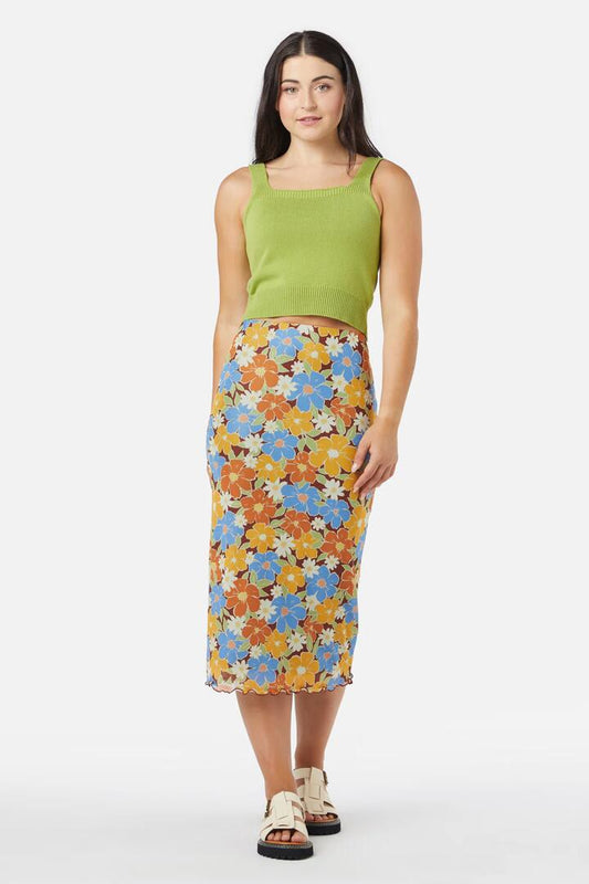 Image of a model wearing Skirts. Productname: Edie Mesh Skirt in Toast colour by brand - Princess Highway