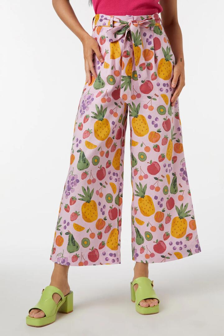 Image of a model wearing Pants. Productname: Summer Fruits Pant in Pink colour by brand - Princess Highway
