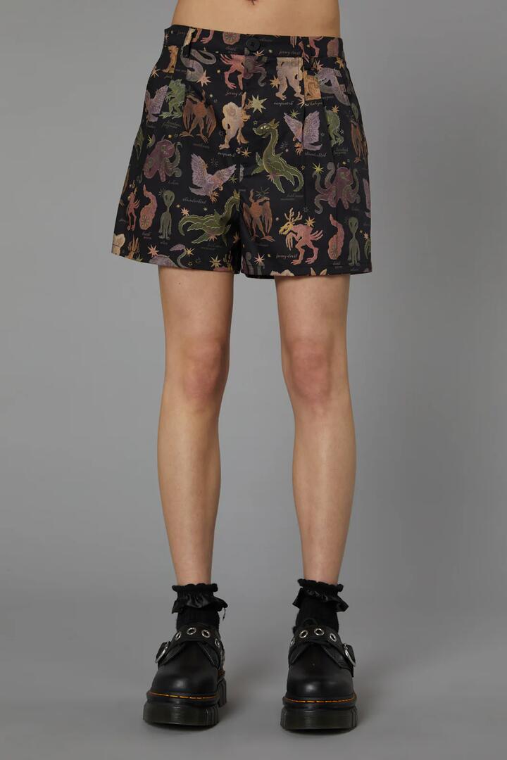 Image of a model wearing Shorts. Productname: Cryptid Print Short in Black colour by brand - Black Friday
