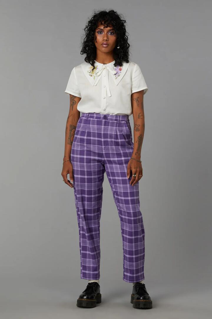 Image of a model wearing Pants. Productname: Wisteria Pant in Purple colour by brand - Black Friday