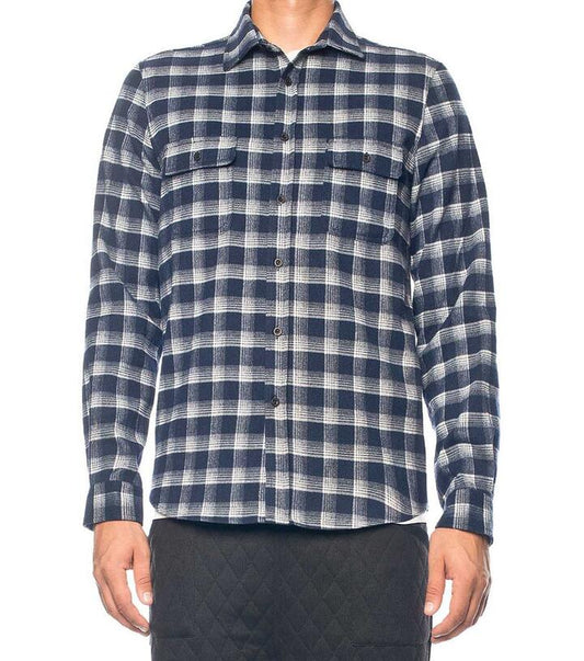 Image of a model wearing Tops. Productname: Double Pocket Shirt in Navy colour by brand - Dangerfield