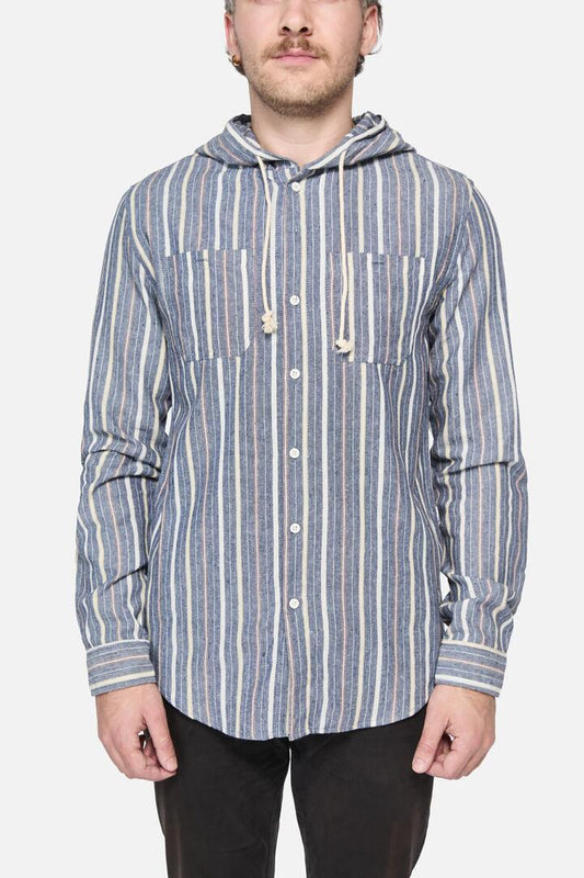 Image of a model wearing Tops. Productname: New Deli Shirt in Navy colour by brand - Dangerfield