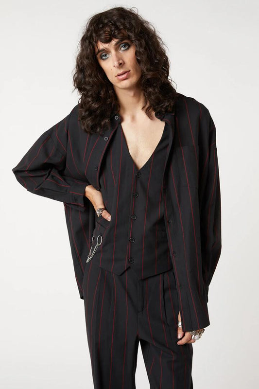 Image of a model wearing Tops. Productname: Impossible Things LS Shirt in Black colour by brand - Dangerfield