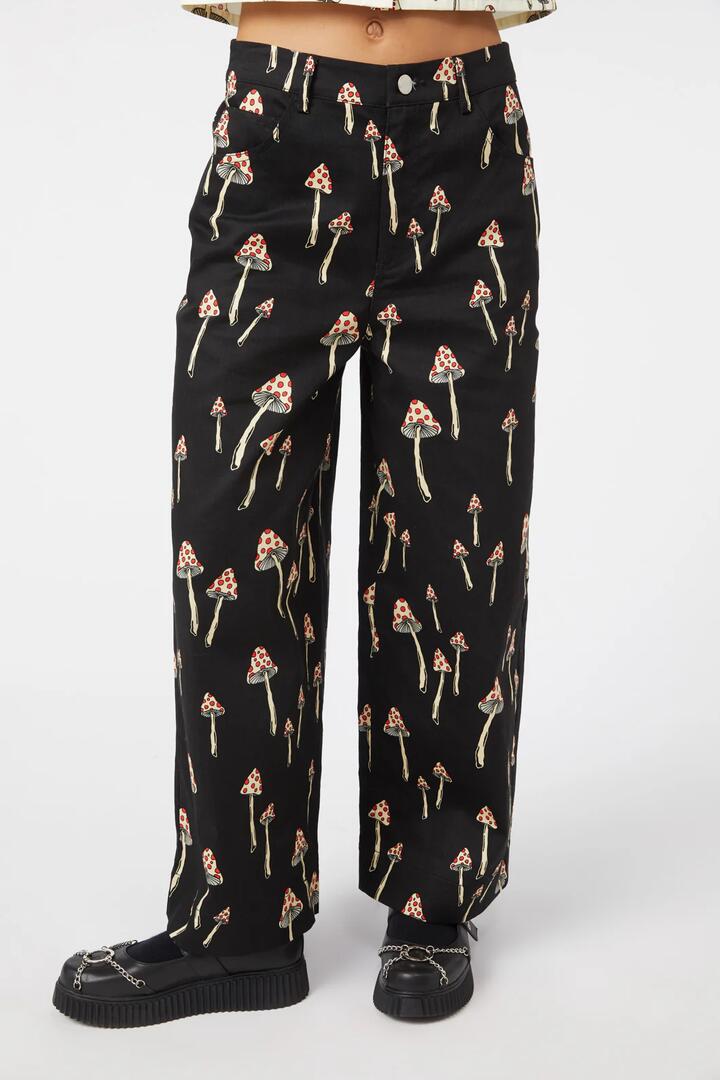 Image of Hats. Productname: Shroom Cap Wide Leg Pants in Black colour by brand - Dangerfield