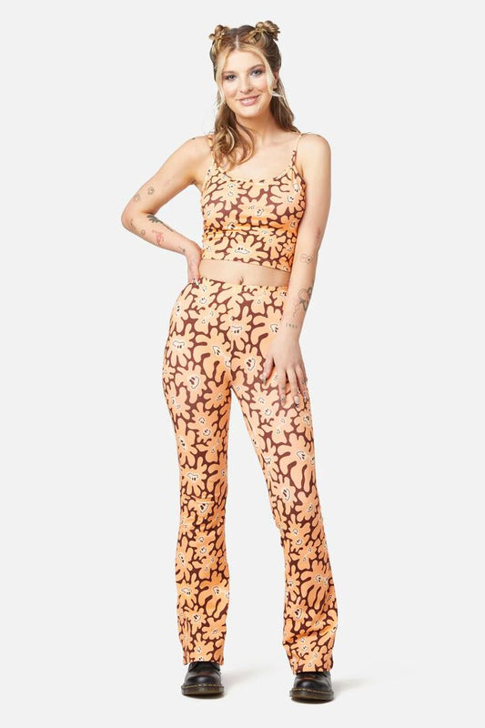 Image of a model wearing Tops. Productname: Flower Frenzy Tank in Brown colour by brand - Dangerfield