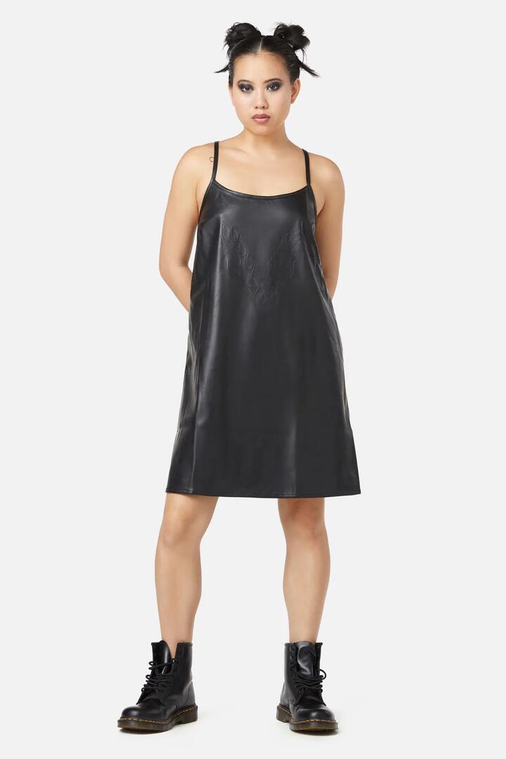 Image of a model wearing Dress. Productname: Ablaze Mini Dress in Black colour by brand - Dangerfield