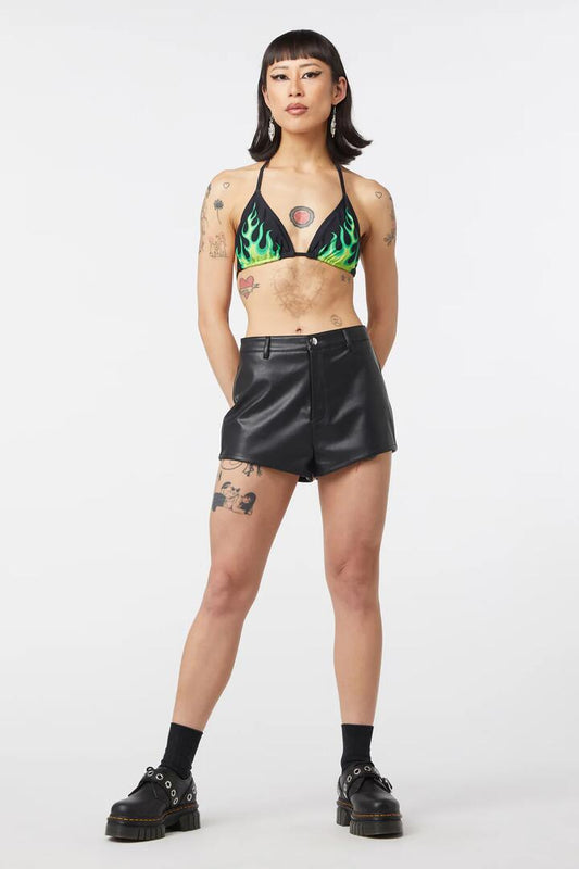 Image of a model wearing Shorts. Productname: Ablaze Hot Shorts in Black colour by brand - Dangerfield
