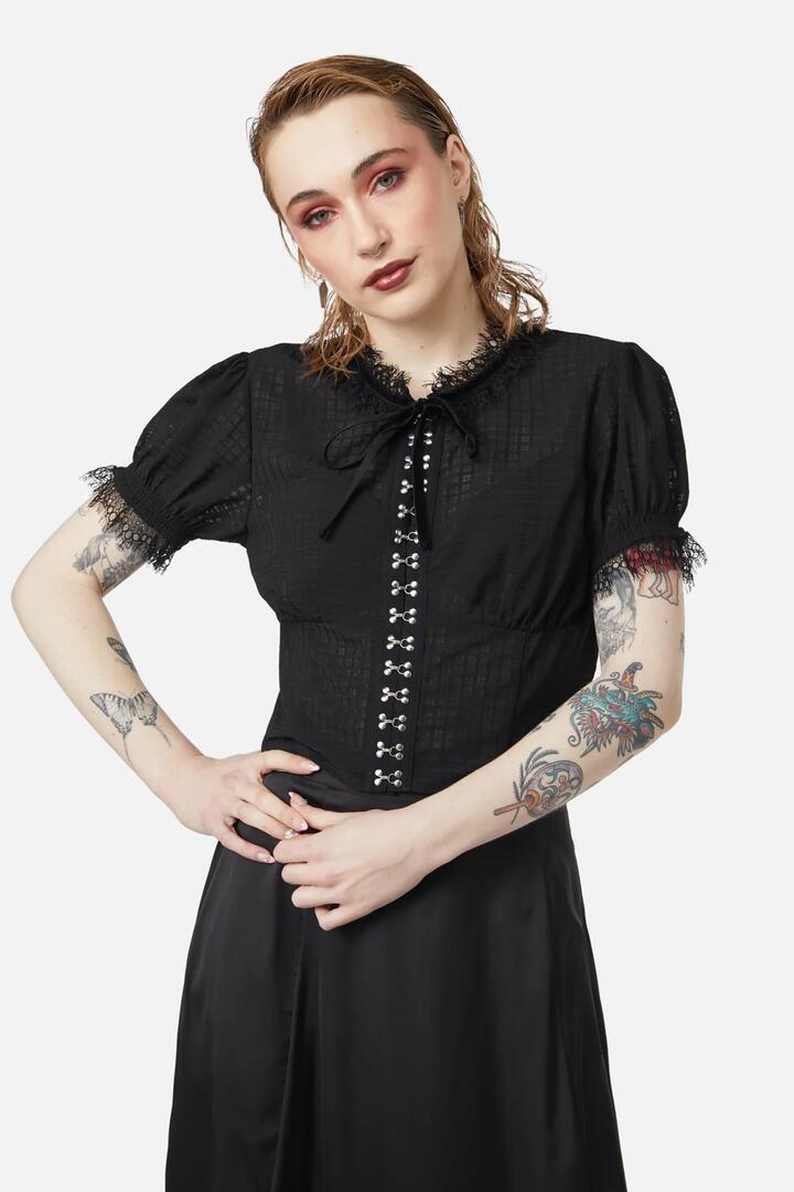Image of Blouses. Productname: Time Passing Romantic Lace Blouse in Black colour by brand - Dangerfield