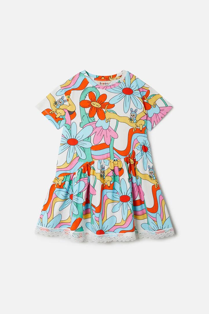 Image of a model wearing Dress. Productname: Disco Kids Dress in Multi colour by brand - Dangerkids
