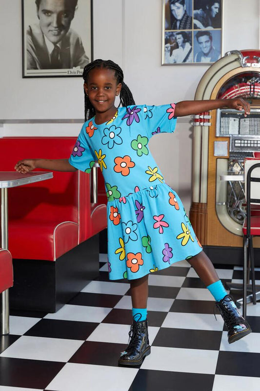 Image of a model wearing Dress. Productname: Daisy Do Kids Dress in Blue colour by brand - Dangerkids