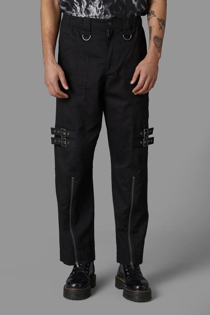 Image of a model wearing Pants. Productname: Menacing Unisex Pant in Black colour by brand - Black Friday